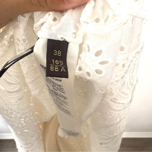 Roberto Cavalli Women's Size 2 White Eyelet Lace Embroidered 3/4 Sleeve Dress - Picture 5 of 14